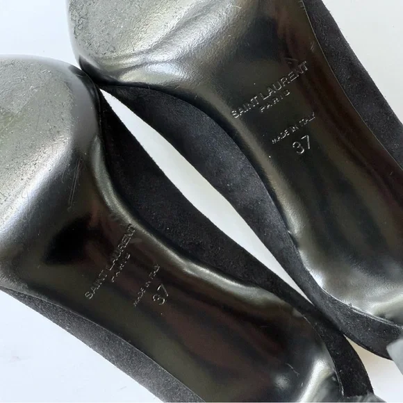 Saint Laurent Black Suede Pointed Toe High Heel Pumps 37 - Picture 13 of 16